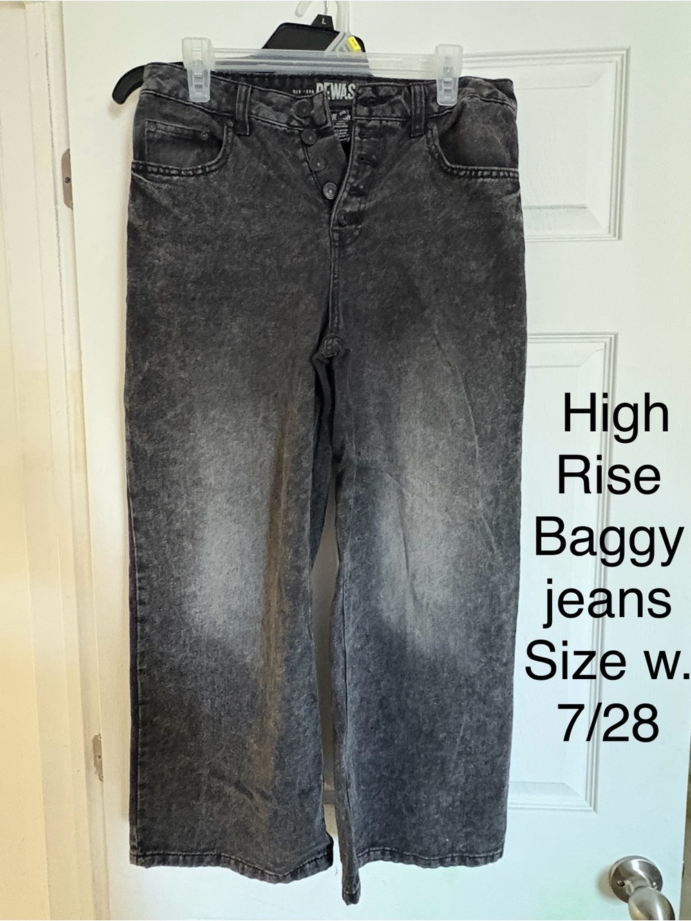 Rewash High-Rise Baggy Jeans in Washed Black